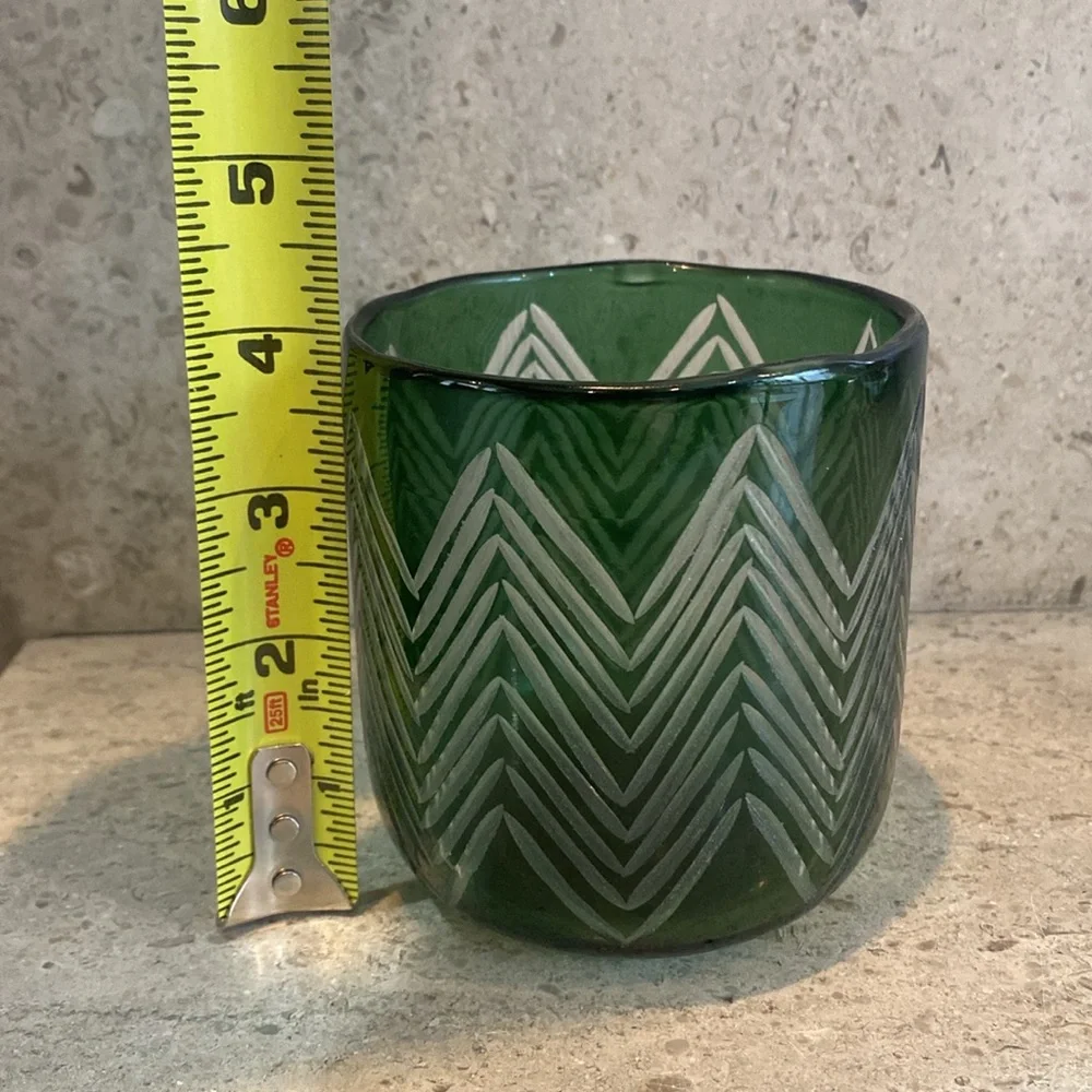 (2) Crate&Barrel Etched Glass Candle Holders. Set of 2. - Picture 7 of 8